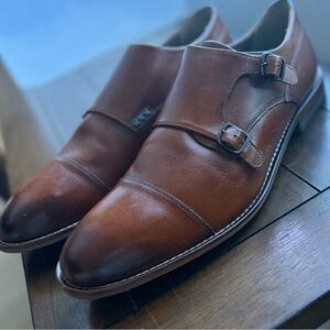 Sweeney London brand - Elegant Brown Leather Double Monk Strap Oxfords